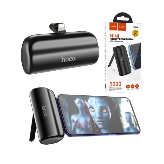 Hoco Pocket Power Bank J106 with Folding Stand for iPhones 5000mAh Black Hoco Pocket Power Bank J106 with Folding Stand for iPhones 5000mAh Black